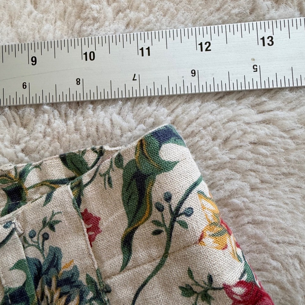 90s Vintage Floral Linen Blend High Waisted Shorts Cottagecore 6P Indie Retro - Picture 4 of 6